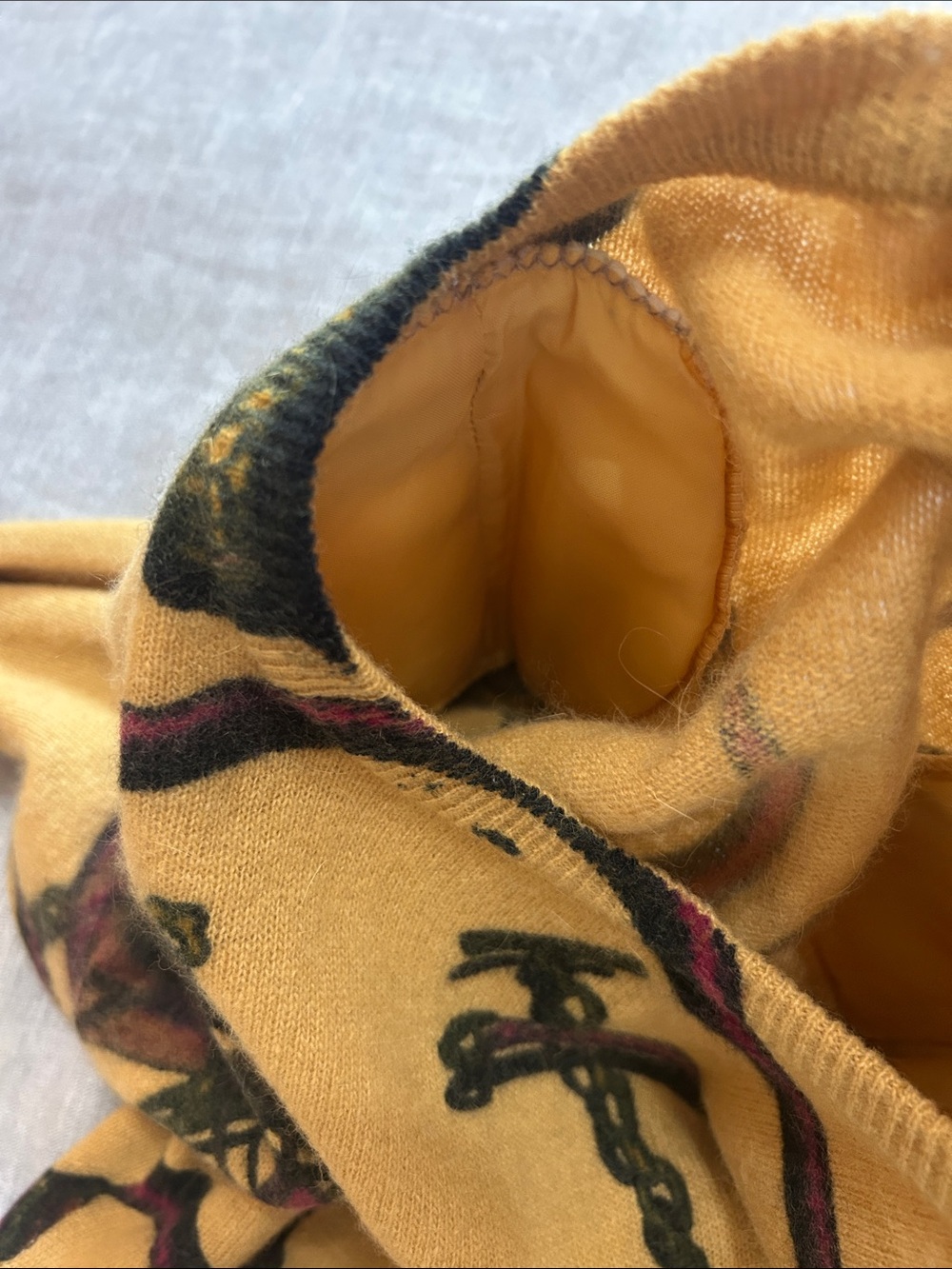 Vintage 90s Mustard Western Equestrian Print Sweater Shoulder Pads Estimated M/L - Picture 7 of 11